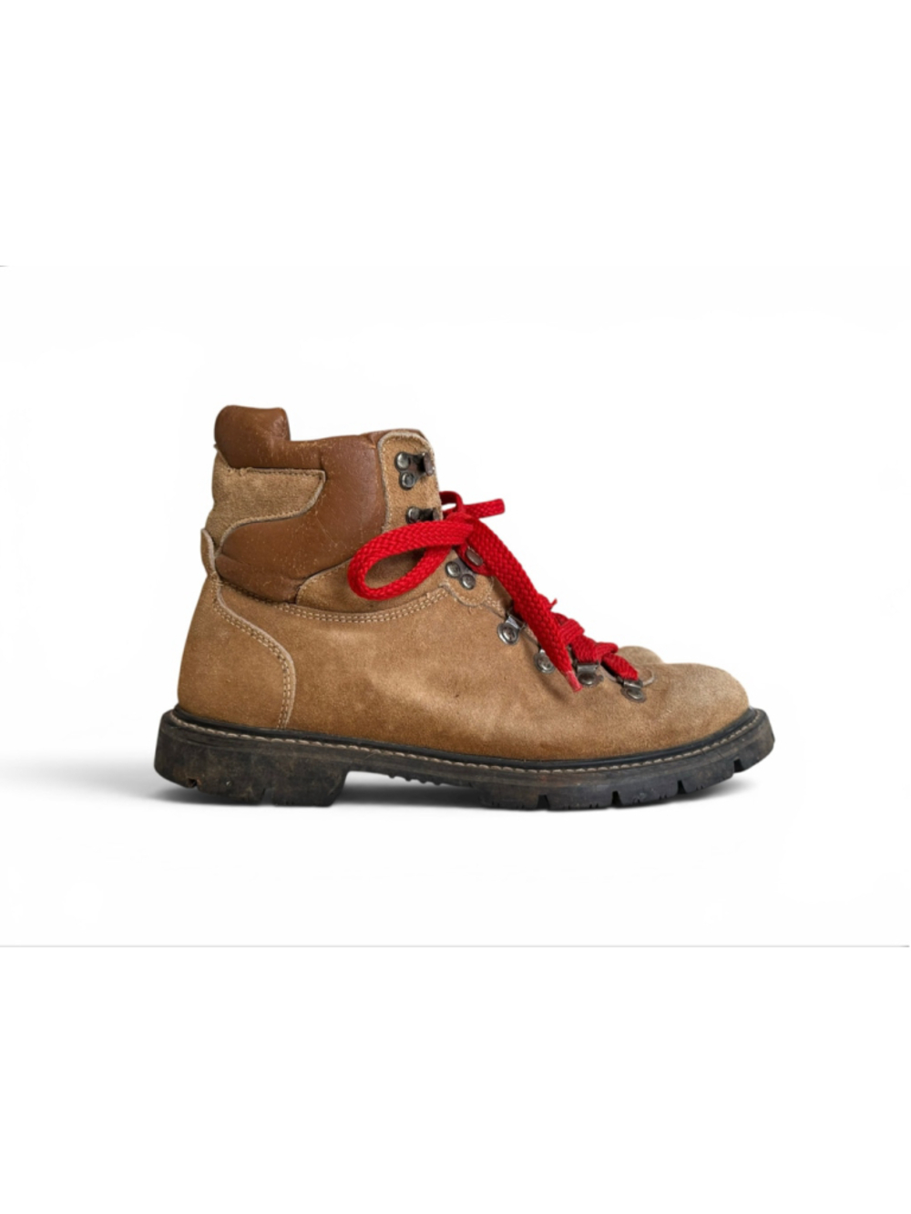 Vintage 70s Gorilla Men’s Suede Leather Hiking Boots Brown Red Laces Sz 10 USA